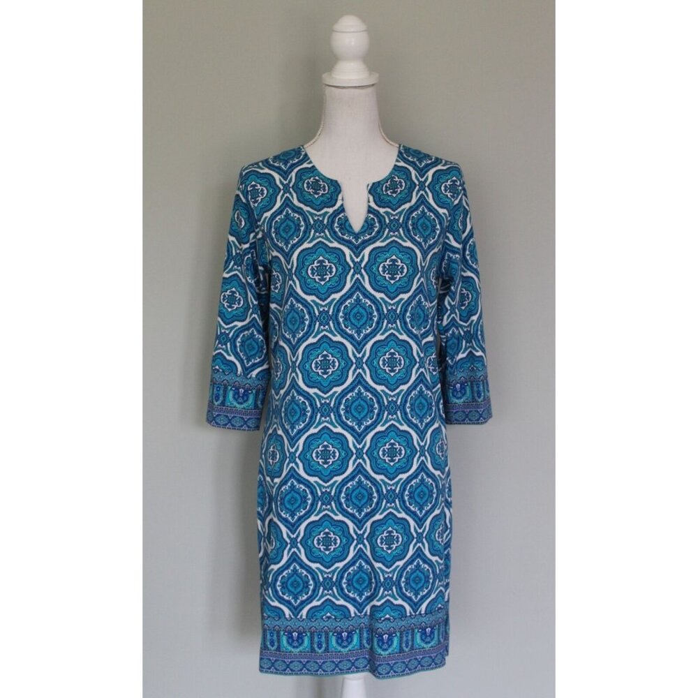 COOLIBAR UPF 50+ UV Sun Protection Oceanside Tunic Dress Teal Blue, Size S Small